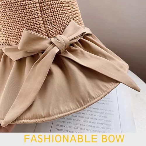 Smaige Women's Sun Hat Packable Bucket Hat Upf 50+ Uv Protective Breathable Foldable Wide Brim Fishing Hat Beach Cap With Bow (A-Beige) #TOP6