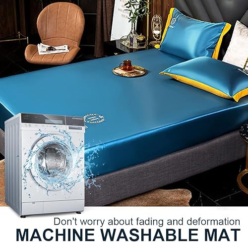 Miniatura 6 de Pousbo Sábana de cama sedosa de hielo, sábana transpirable que absorbe la humedad, sábana de cama suave y sedosa de alta calidad, juego de sábanas