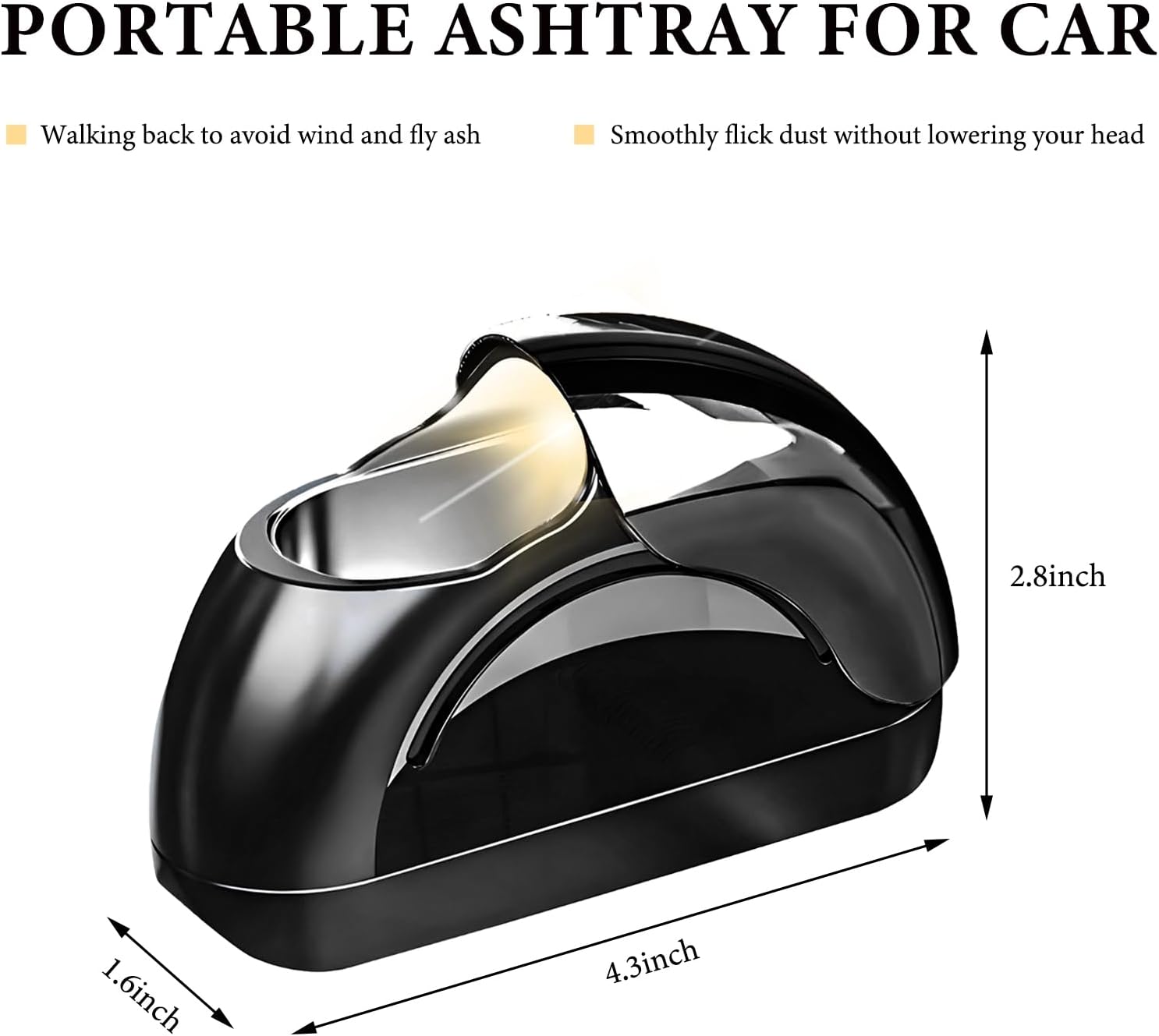 Car Ashtray with Lid, Smell Proof Smokeless Vehicle Door Ash Tray with LED Light, Detachable Ash Container Portable Trash Can for Travel Home Office, Car Accessories (Black)