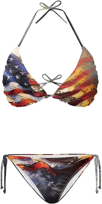 Renewold Womens Bikini Swimsuits Two Piece Bathing Suit Swimwear Halter Triangle Bikini Tops and Tie String Bottoms