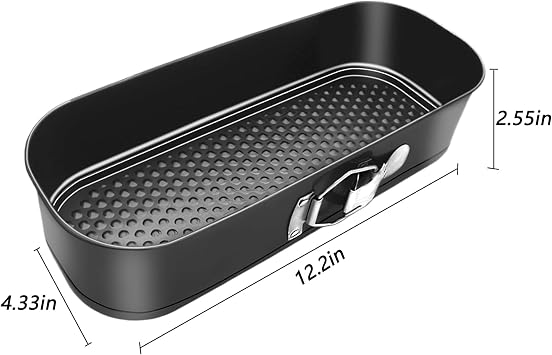 Oval Springform Cake Baking Pans: Non-Stick Cheesecake Pan with Removable Bottom, Quick Release Latch Bakeware Leakproof Bread Loaf Pan, Springform Loaf Pan 12.2 x 4.33 x 2.7