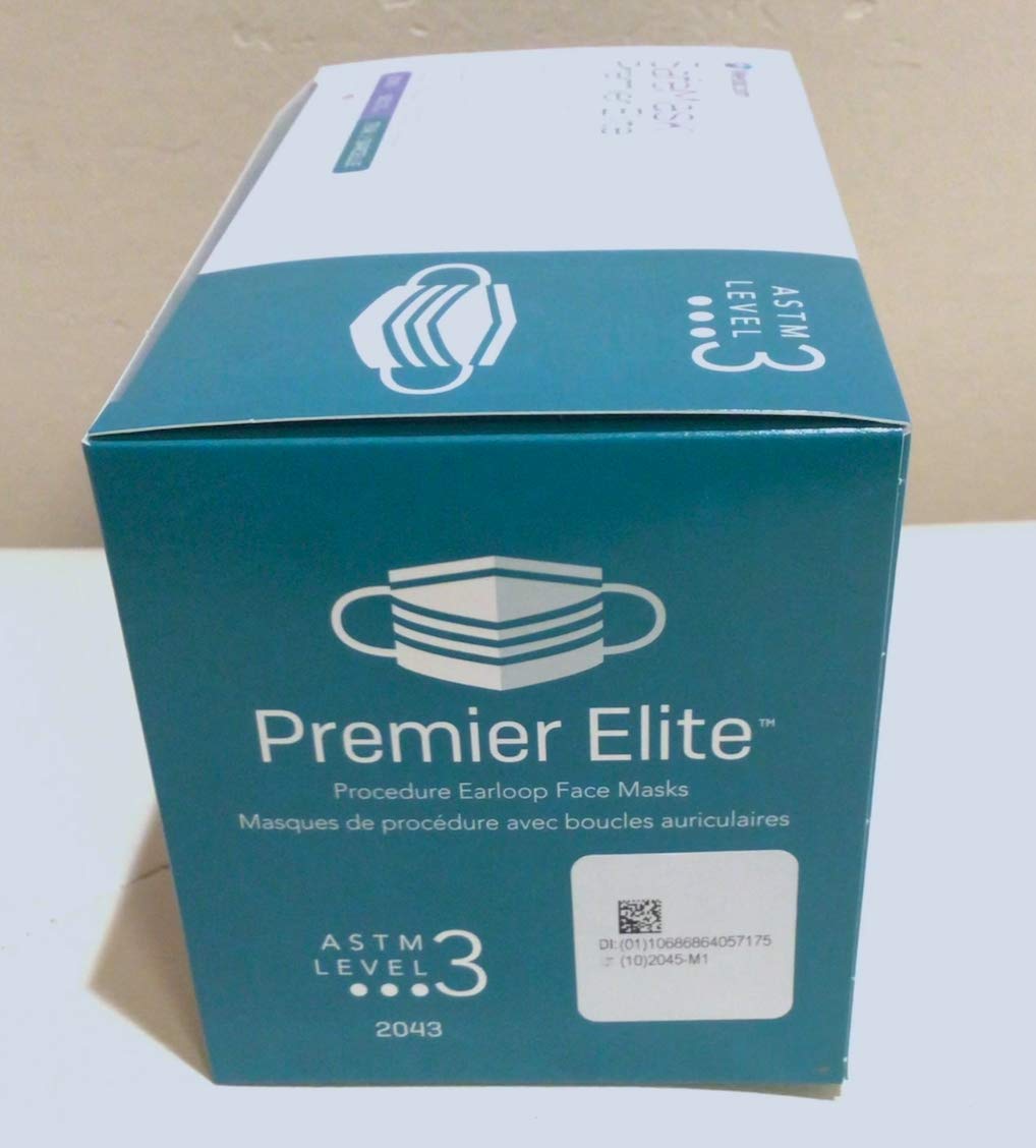 Medicom ASTM Nivel 3 SafeMask Premier Elite Mascarillas faciales 2043, verde azulado, 50/caja