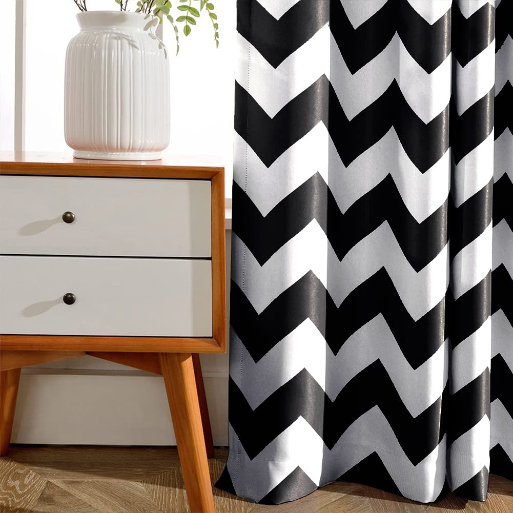 Melodieux Fashion Chevron Curtains for Living Room Dining Room, Darkening  Grommet Top Window Drapes Soundproof Thermal Insulated for Bedroom, 84  Inches Long, 52 by 84 Inch, Black and White(1 Panel) – BigaMart, image size:1001x1001