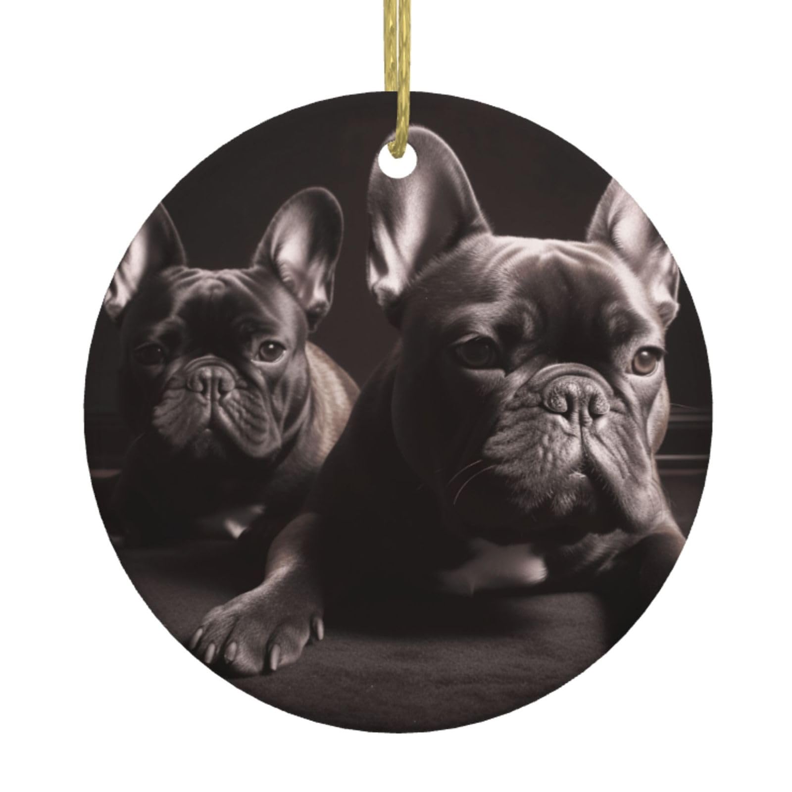 Fodpand Women's White Bulldog Christmas Ornaments 2025, Gift Exchange For Men, Collectible Ceramic Ornament Round Hanging Ornaments For Christmas Tree Decoration