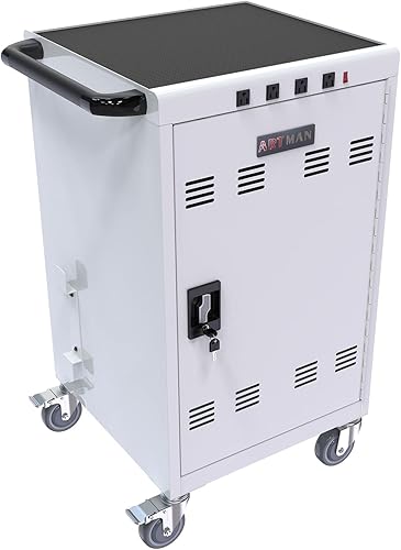 Miniatura 7 de Leavader Carros de carga móviles para tabletas, computadoras portátiles con tira de alimentación adicional de 4 bits, gabinete de carga y