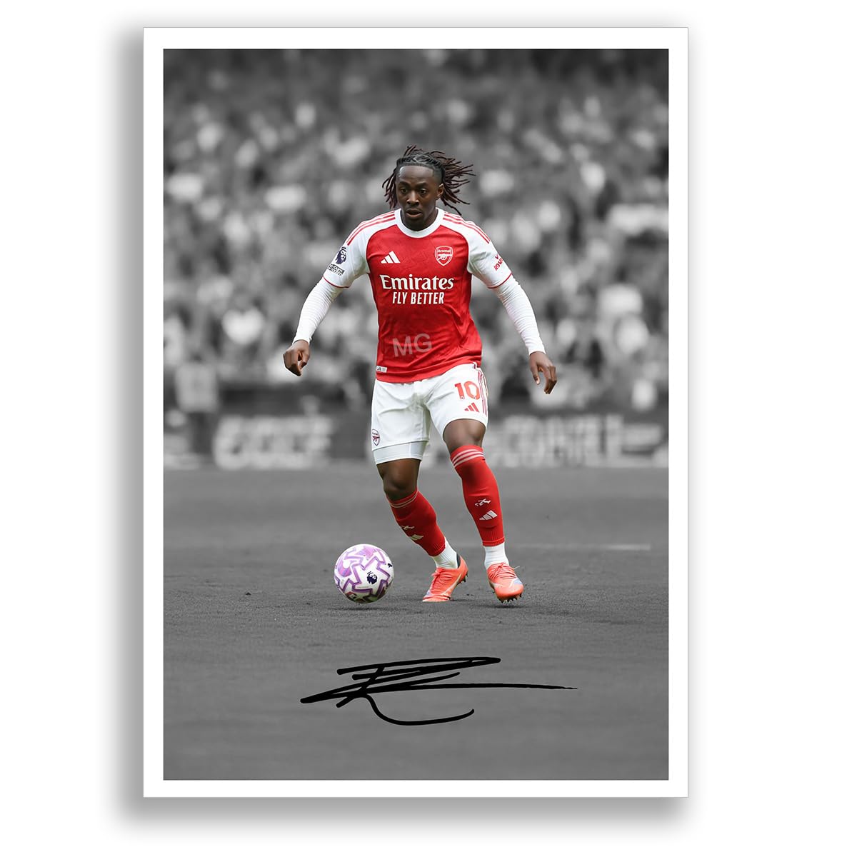 Eberechi Eze Arsenal Signed Photo Poster Print Picture Display Framed Autograph Memorabilia for Football Fans Gift England (A3 Poster Only B+W)