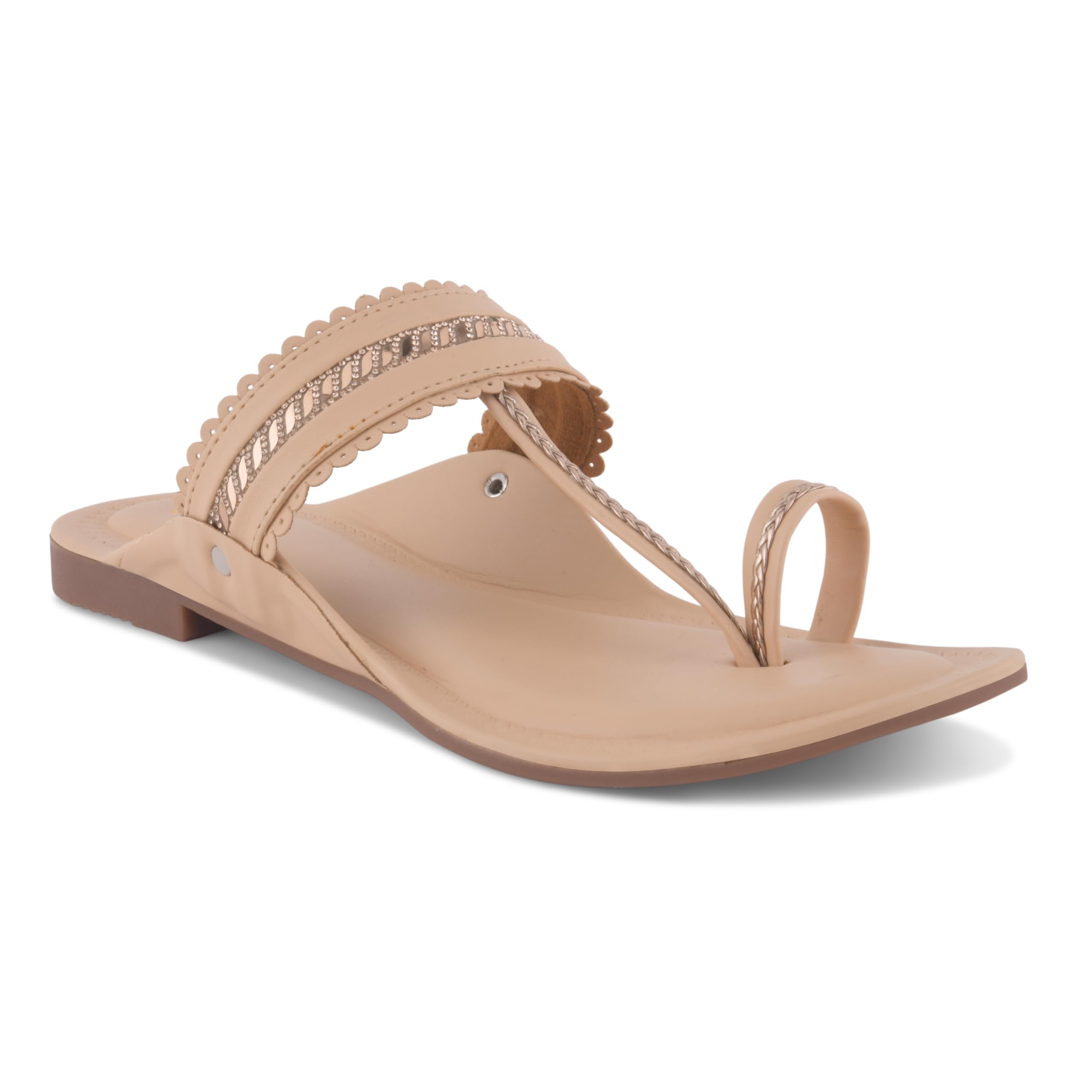 Women's Kolhapuri Flats Sandals Toe Ring Slip-On Braided Ethnic Casual Daily Wear Cushioned Footwear-image-1