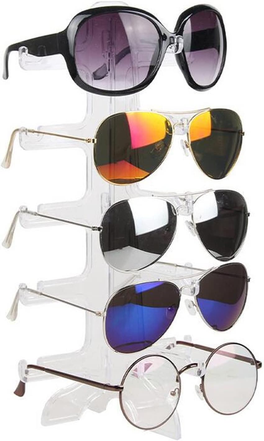 Eyeglass Storage Rack Transparent Plastic Sunglasses Display Stand Stand Frame 5 Layer Glasses Jewelry Display Necklace Pendant Stand Eyeglass Organizer Display Rack (Color : 1) (B)