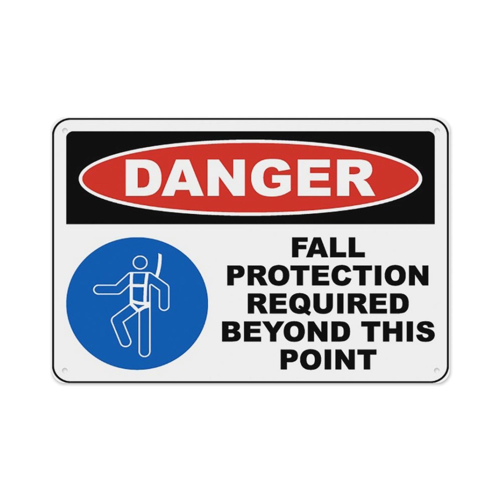 peiyeety Fall Protection Required Beyond This Point Sign Aluminum Tin Warning Signs For Home Outdoor Garden 8X12 Inches