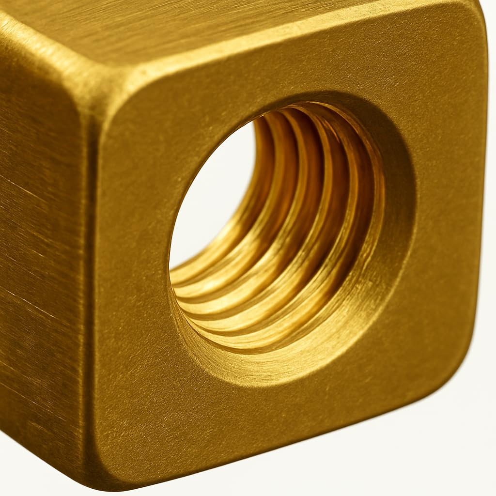 WINDON BAY 5/16" Brass Square Nuts – 50 Pack | Bulk Hardware for Industrial Maintenance, Grounding, and Equipment Assembly | Corrosion-Resistant Brass Fasteners