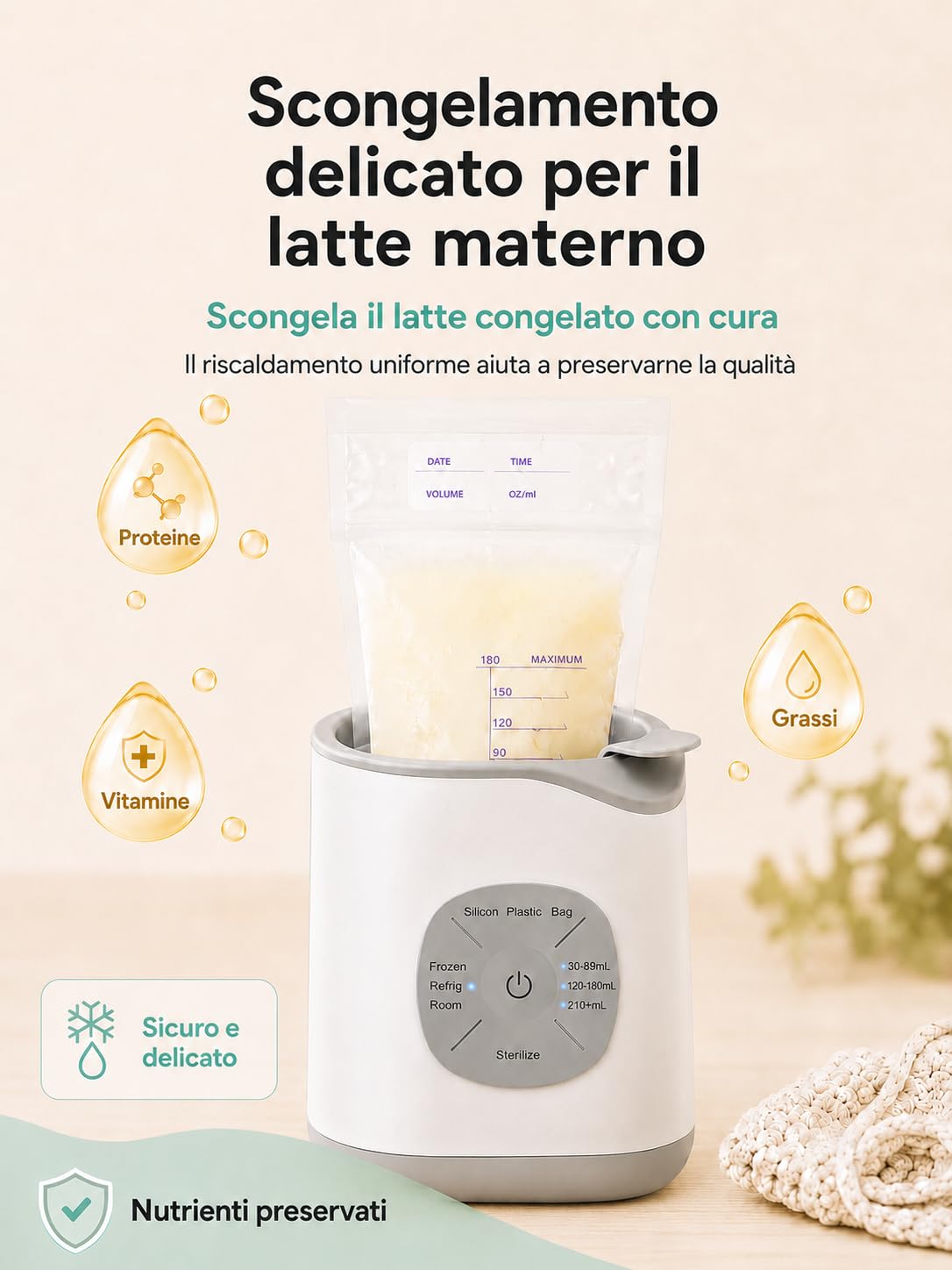 Scaldabiberon per bambini, riscaldamento rapido e caldo, sbrinamento, senza BPA, per bottiglie e alimenti per bambini 10 in 1, sterilizzatore per biberon controllo preciso della temperatura