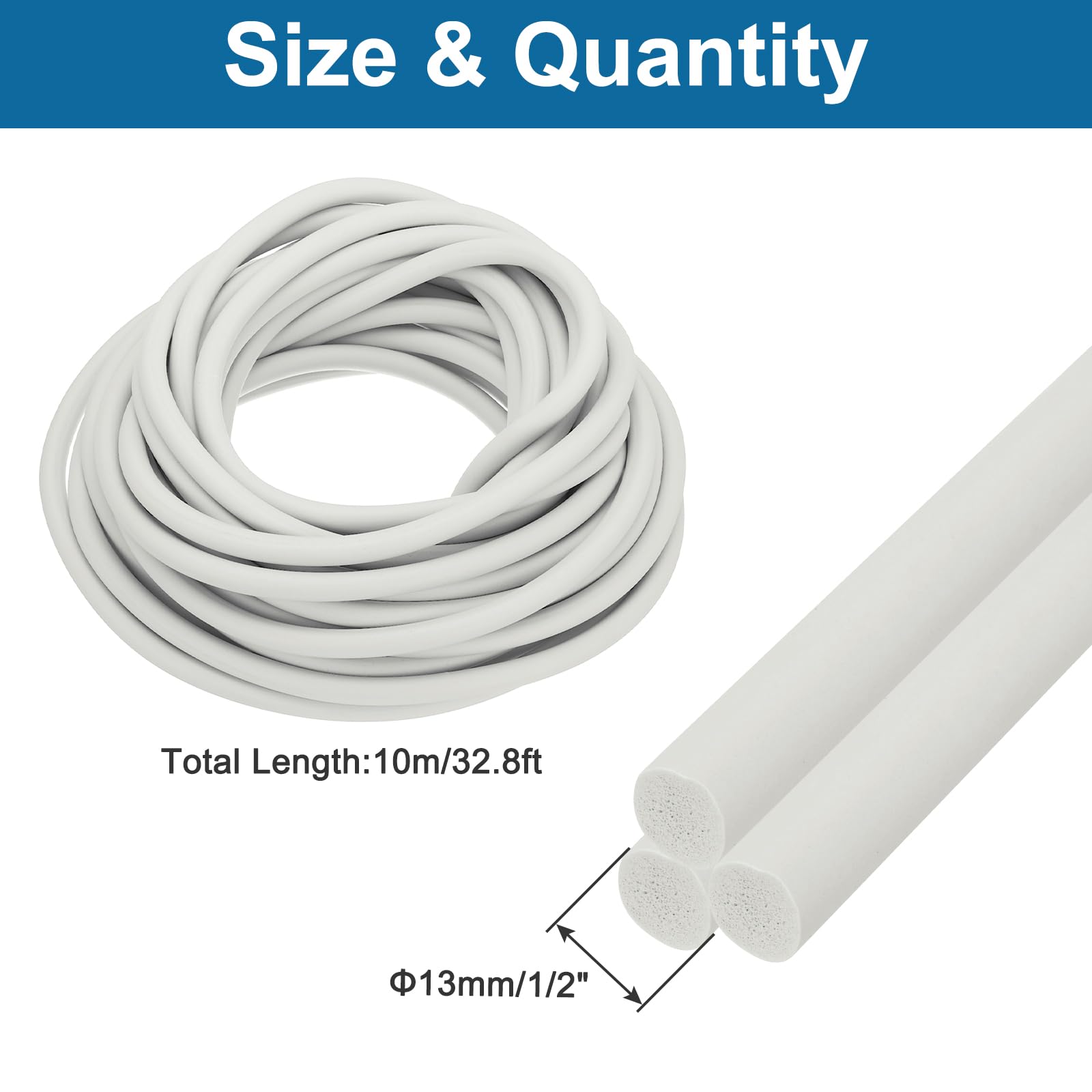 PATIKIL 32.8Ft Backer Rod 1/2 Inch EPDM Rubber Caulk Saver Concrete Expansion Joint Concrete Expansion Filler Weather Strip Seal for Gaps and Joints White - Image 2
