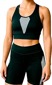 Conjunto Feminino de Academia Fitness Top Short Zero Transparência Alta Compressão 2 Bolsos Legging