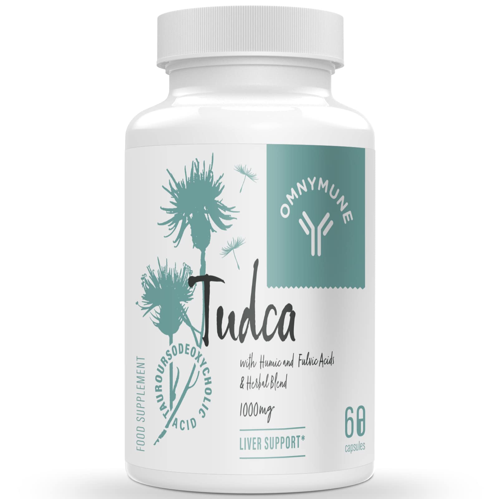 TUDCA Liver Support Supplement, Tauroursodeoxycholic Acid Complex 1000mg Per Serving, Bile Salts for Detox & Repair, Kidney & Gallbladder Support, 60 Capsules
