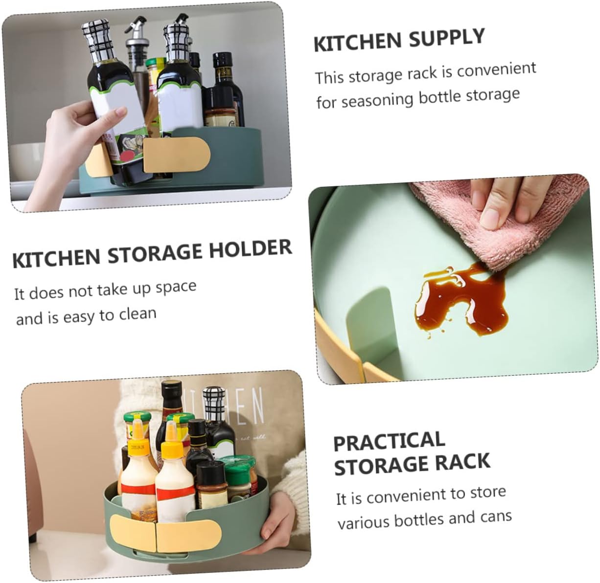 1pc Kitchen Seasoning Storage Rack Rotating Condiment Bottle Organizer for Easy Access Cabinets and Pantries Space-saving Design for Various Bottles and Cans