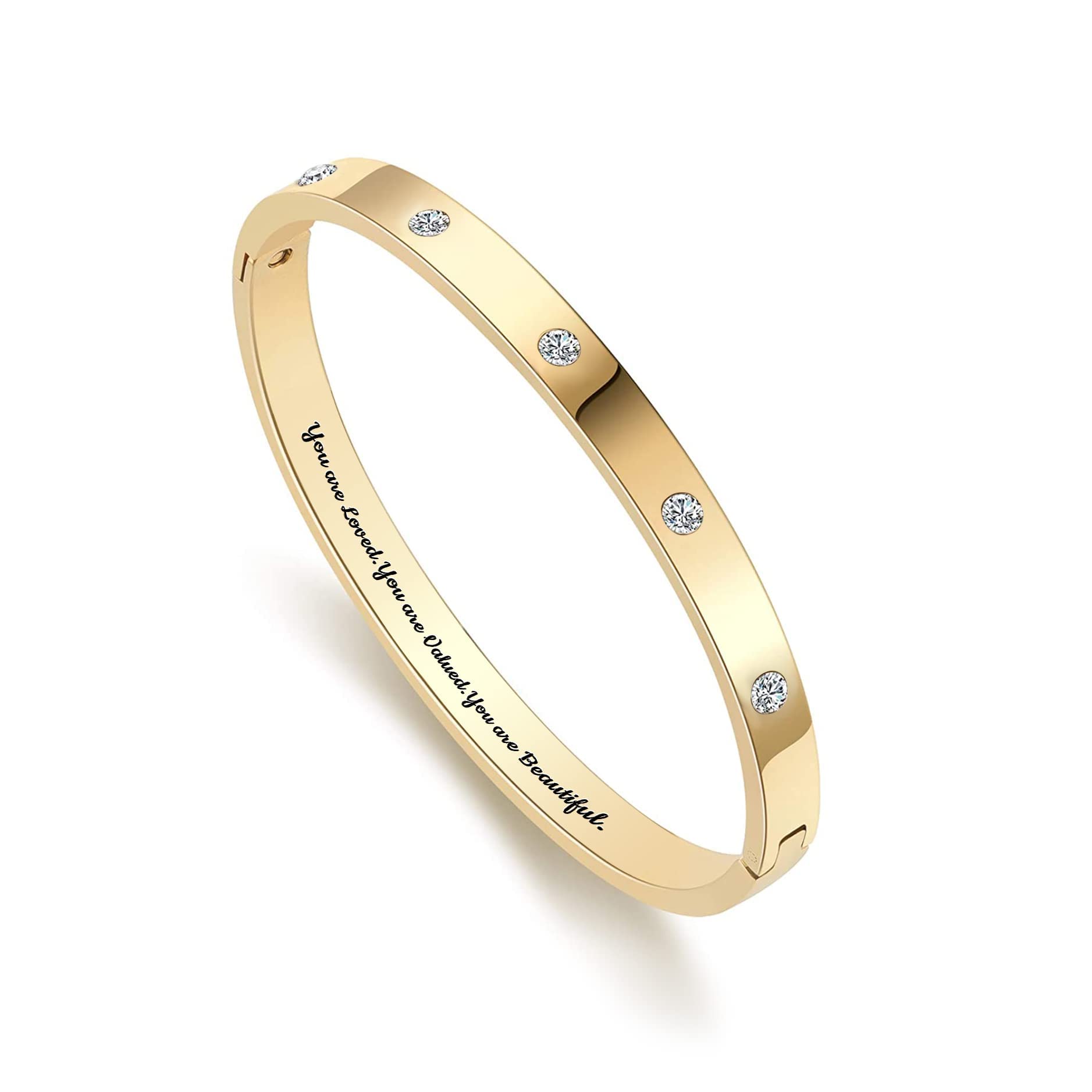 CONRAN KREMIXGold Bangle For Women Girls 18K Real Gold Filled Bracelets Inspirational Fashion Jewelry For Women Trendy