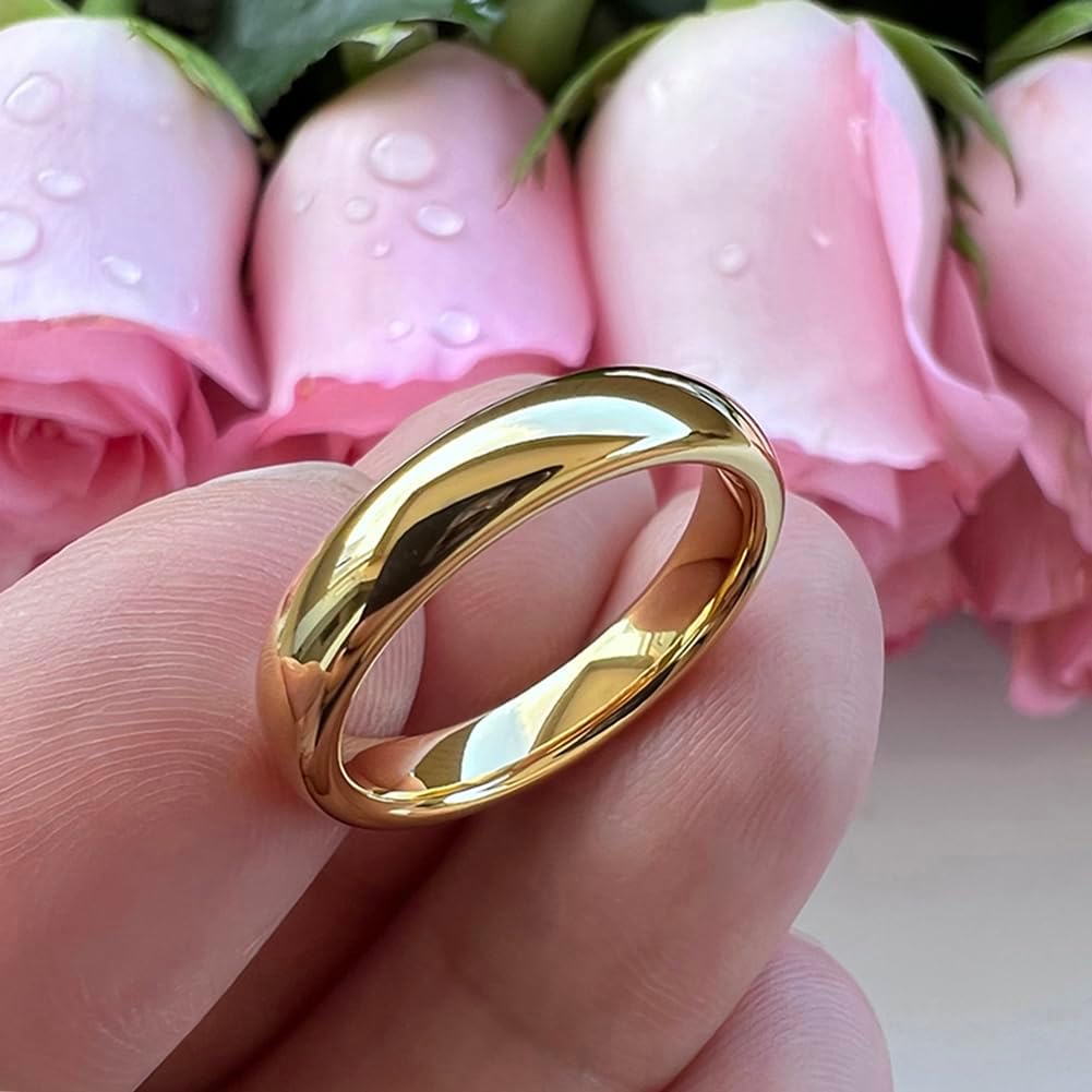 TUTISS 3mm 4mm 5mm 6mm 7mm 8mm 10mm Silver/Gold Tungsten Rings for Men Women Couple Fashion Jewelry Engagement Wedding Bands Domed Polished Comfort Fit