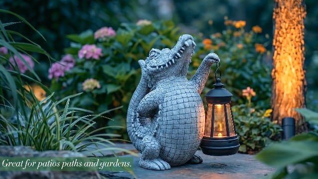 Amazon.com : TB TIBAG Alligator Solar Garden Decor Outdoor Statue
