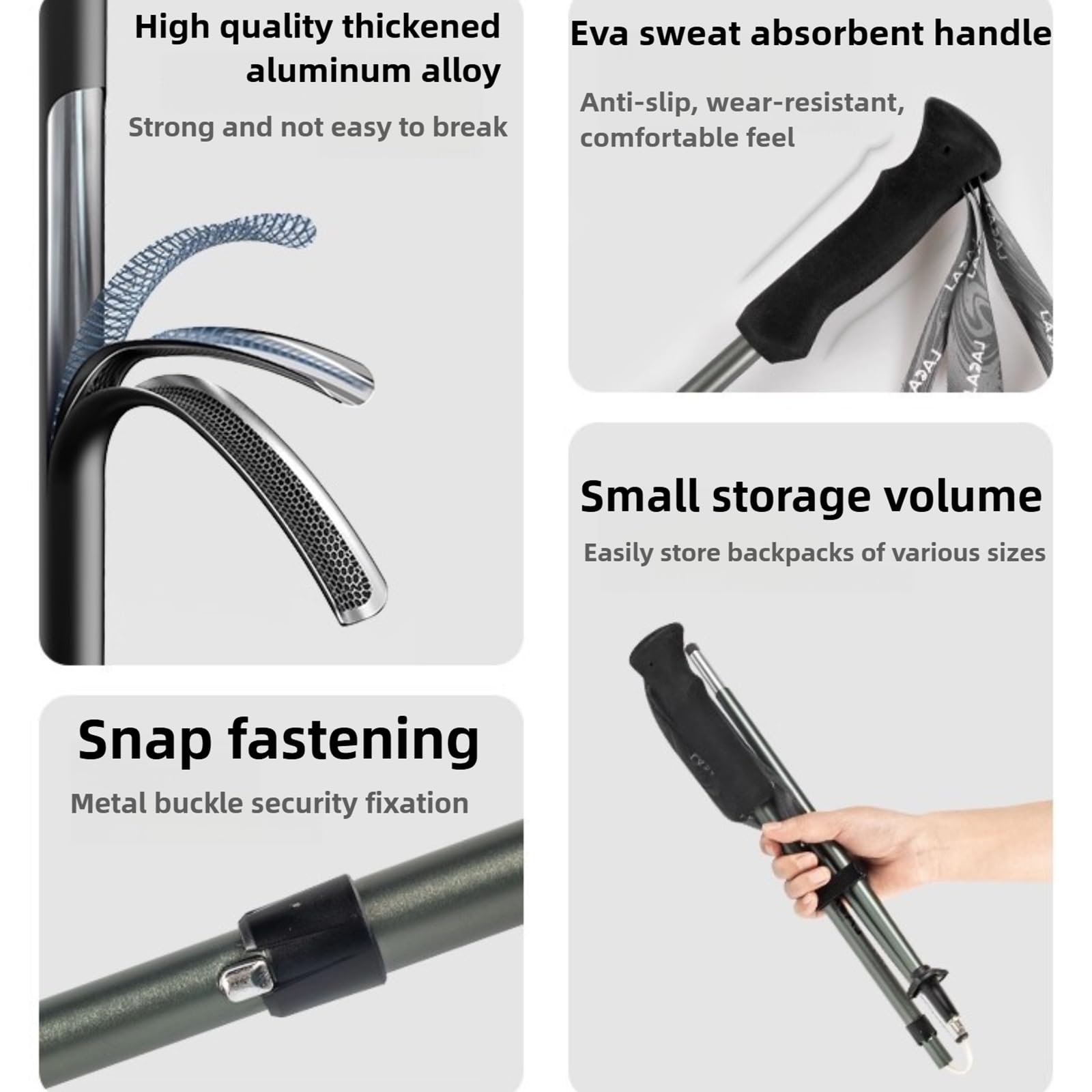 4-częściowy składany kij trekkingowy ultralekki 187g-110 cm/120 cm zewnętrzny zamek ze stopu aluminium teleskopowa laska do chodzenia na zewnątrz turystyka sprzęt do wspinaczki, 34/36 cm kompaktowe