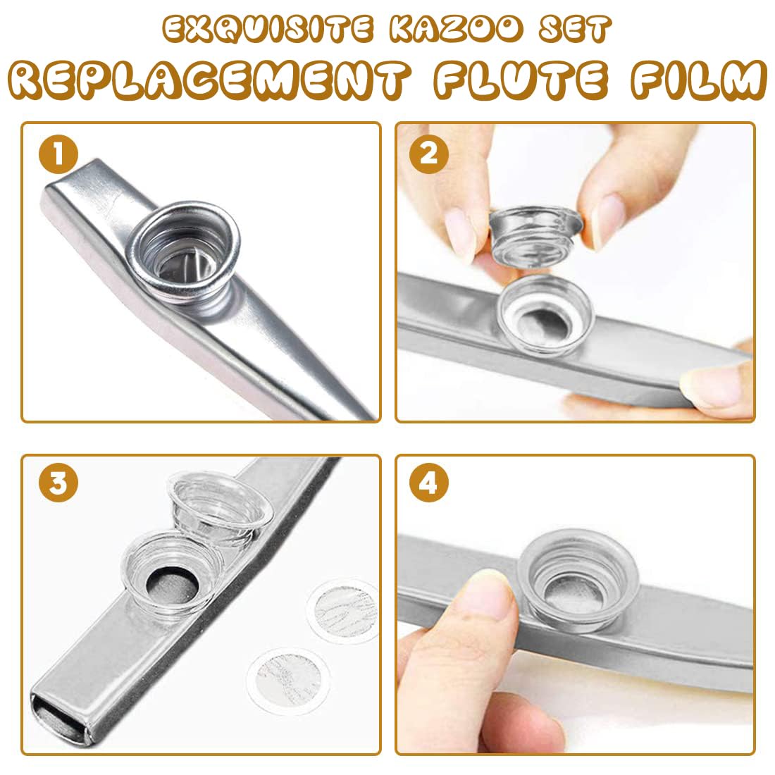 Lot De 2 Kazoo Métal En Alliage D'Aluminium, Kazoo Instrument Adulte, Argent Et Noir