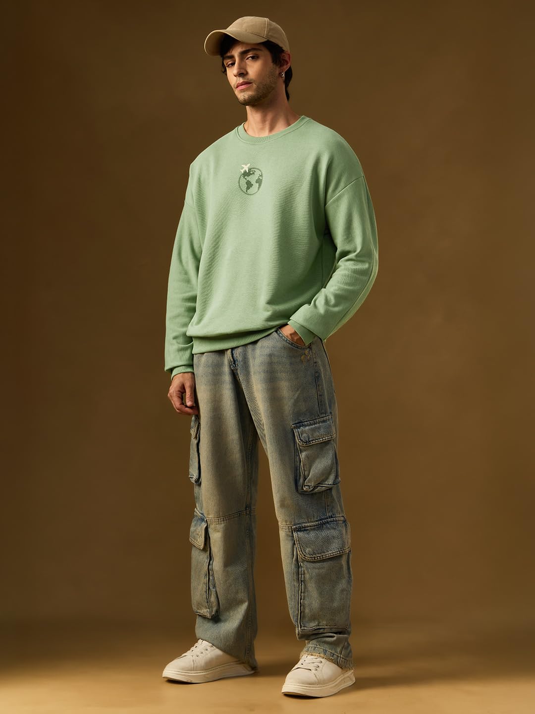 The Souled Store Globetrotter męska i chłopięca bluza z długim rękawem i okrągłym dekoltem z mieszanki bawełny