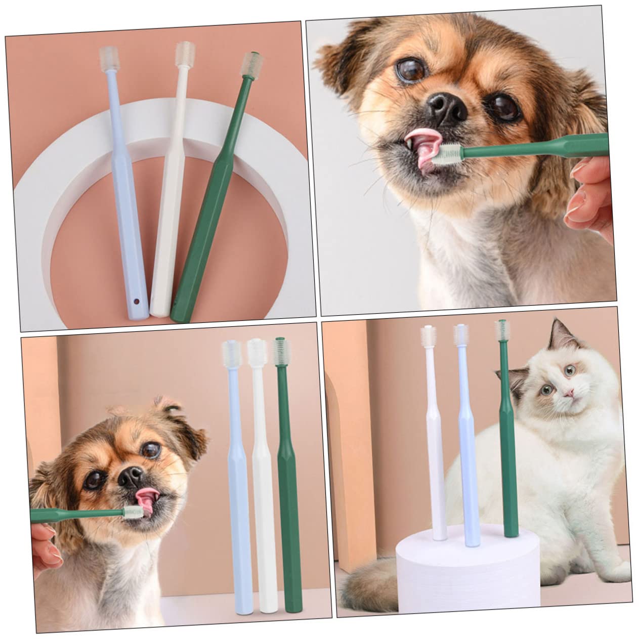 Sosoport 12stücke Handle Haustierzahnbürste Mundreinigung Für Katzen Und Hunde Wiederverwendbar Ergonomisches Design Einfache Handhabung Zur Zahnpflege Und Vorbeugung Von Mundgeruch