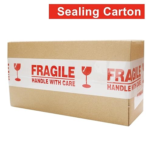 Miniatura 5 de FTTIKI 1 rollo de cinta de marcado frágil de 2 pulgadas x 330 pies (110 yardas) con cinta de embalaje de envío cuidadosa