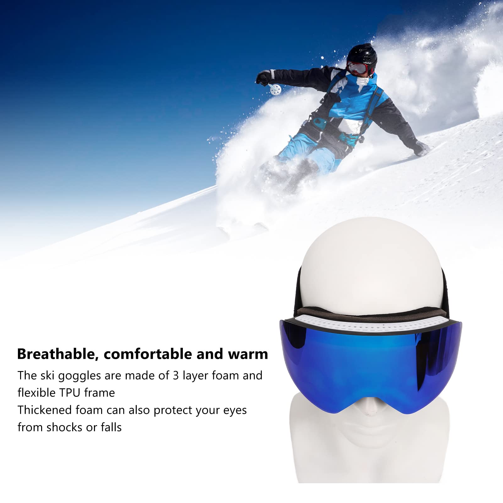 Lunettes de Ski OTG Lunettes de Ski Anti-buée pour Le Patinage