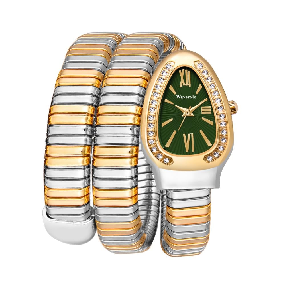 elegant watch featuring a unique snake chain bracelet design and a sophisticated diffrent colours dial with roman numeral markers