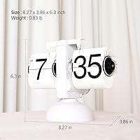 Vista 9 de mooas Flip Desk Clock (White), Retro Vintage Design Auto Flip Clock Desk Clock Table Clock Large Number Battery Powered Internal Gear Operated Home