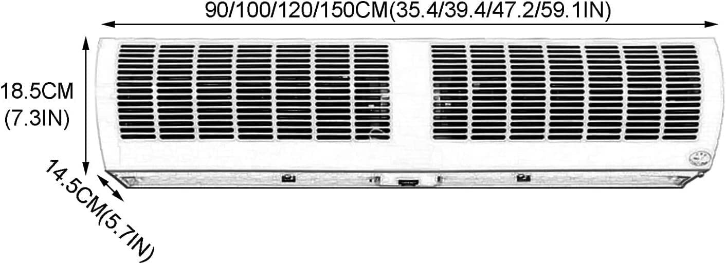 HSF Cortina de Aire con Control Remoto Dos velocidades de Viento, Adecuada for Uso Comercial/doméstico Cortina de Aire para Puerta (Size : 100cm)