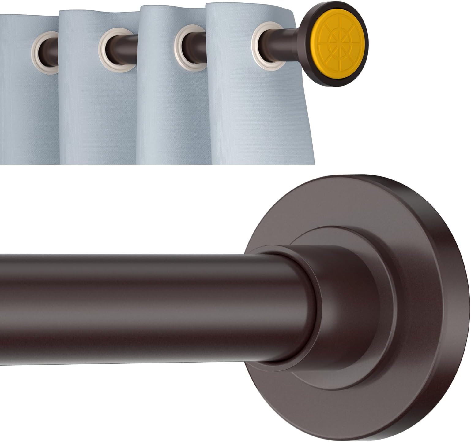 Bronze Shower Curtain Rod 30 to 56 Inch,1 Inch Diameter Adjustable Tension Curtain Rods No Drilling,Tension Rods for Windows,No Rust