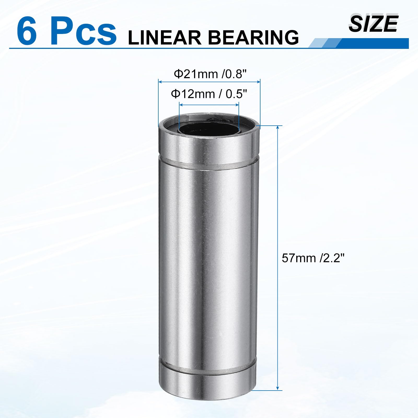 LMF12LUU Linearkugellager (4 Stk.) – 12x21x57 Mm, Doppelte Gummidichtung, Für CNC, 3D-Drucker & Linearführungen
