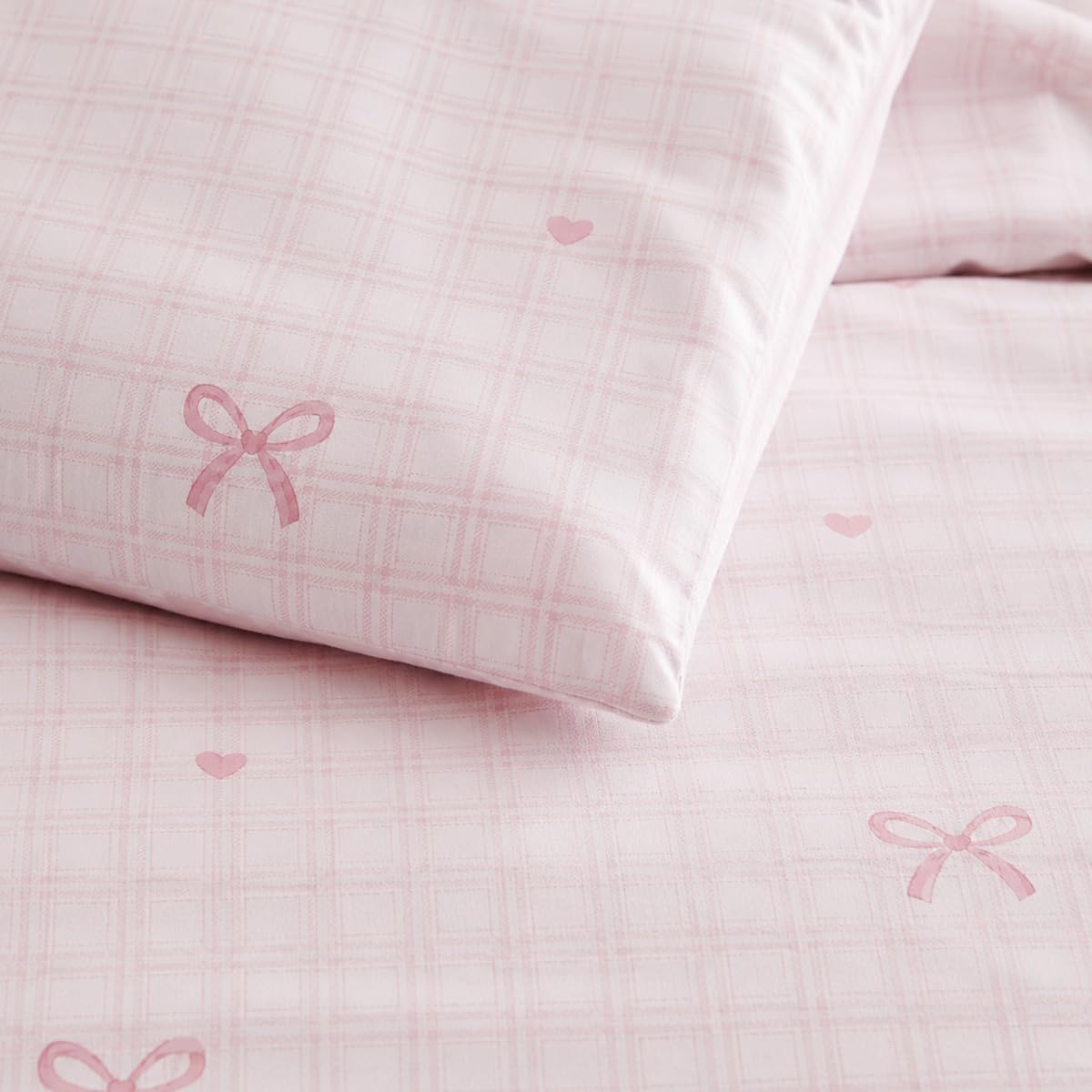 Comforter Set Full Size Pink Bow Heart Comforter Set for Girls