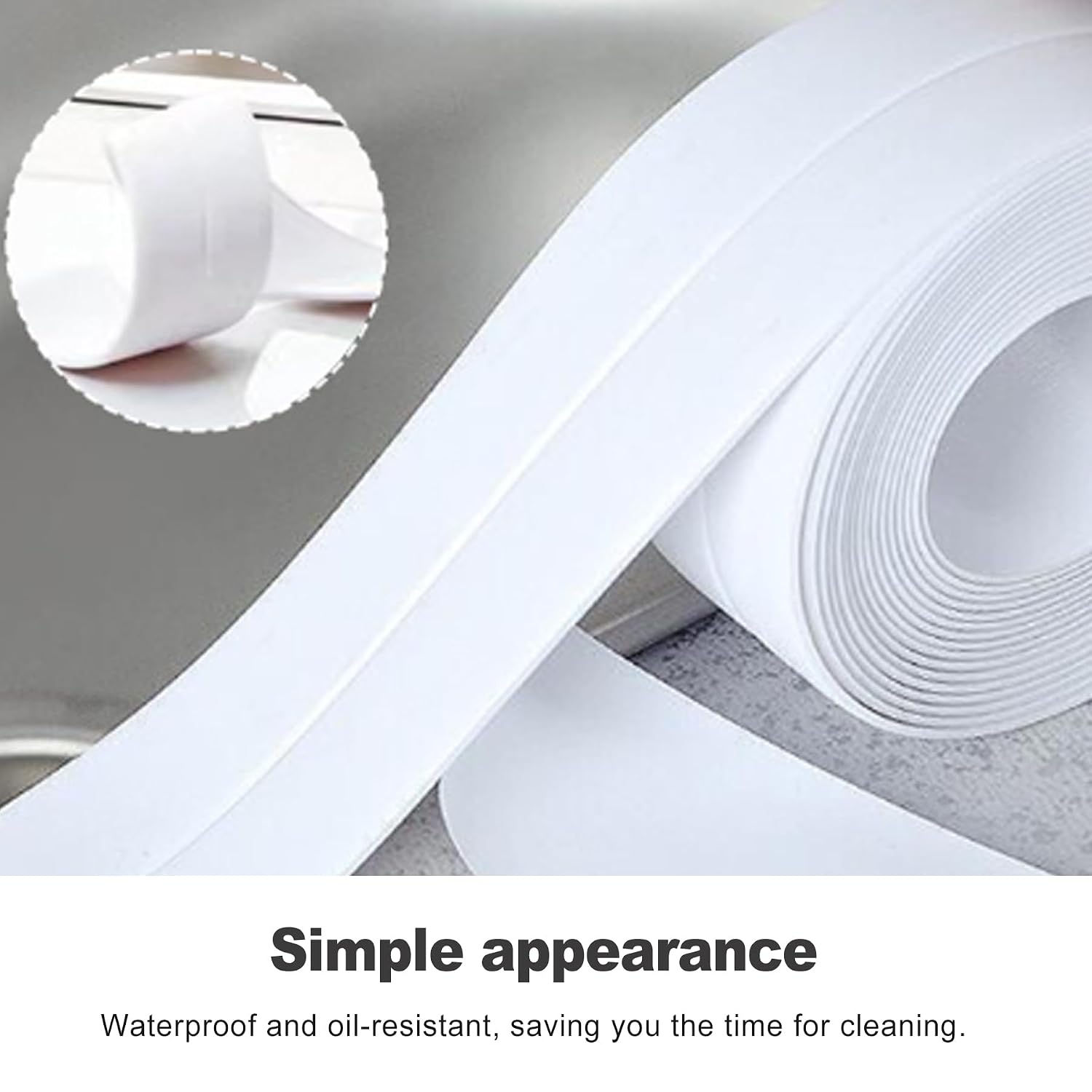 CoguZed 1 Roll Caulk Strip, Self-Adhesive Sealant Tape for Bathtub, Shower & Toilet Waterproof Peel and Stick Trim for a Clean Finish in Kitchen & Bath