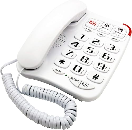 K-P045W Teléfonos con cable amplificados para personas con discapacidad auditiva Teléfonos para personas mayores Teléfono con botón grande para