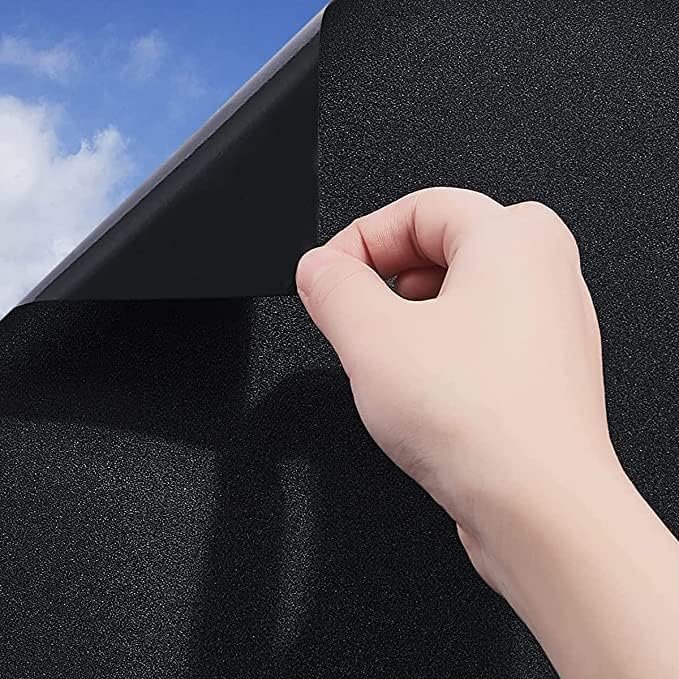 Blackout Window Films for Privacy, Static Cling Black Frosted Privacy Window Film, NonAdhesive