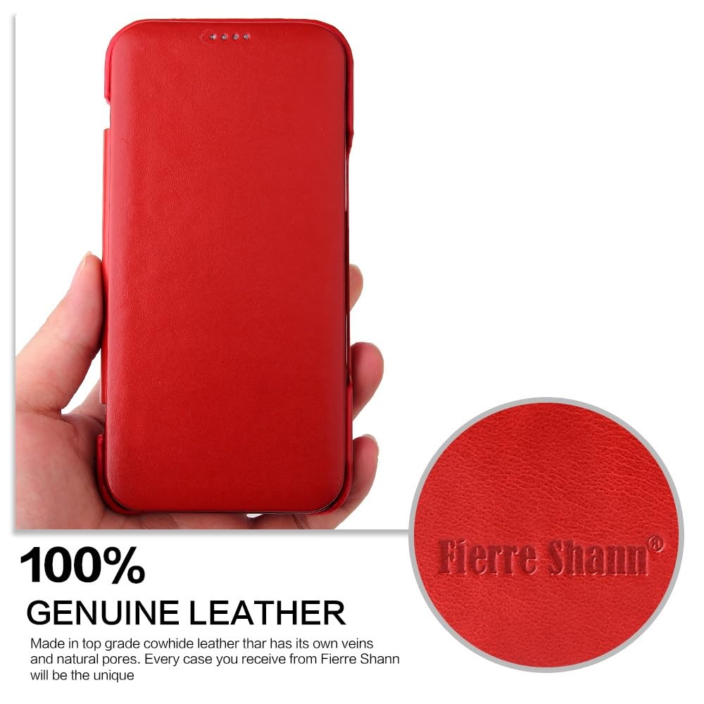 Funda con Tapa de Cuero para iPhone 17 con Cierre Magnético, Rojo