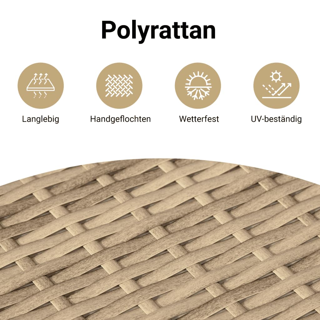 vidaXL Gartenschrank Geräteschrank mit Türen Beige Poly Rattan