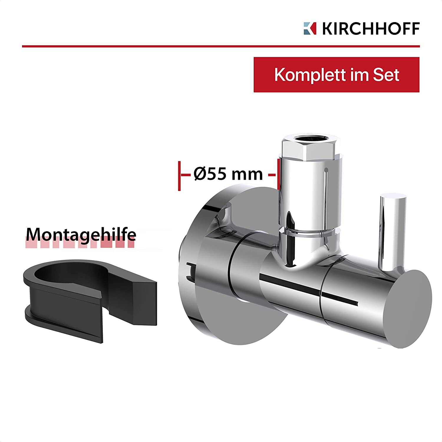 Kirchhoff 98166110-2 designerski uniwersalny zawór kątowy, zestaw 2 sztuk, z szybkim zamknięciem, dwupak, zawór regulacyjny kątowy do przewodów zimnej i ciepłej wody, chrom