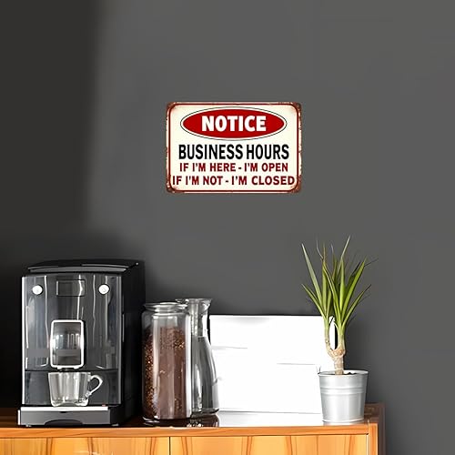 Miniatura 4 de Letrero de metal divertido con texto en inglés "If I'm Here I'm Open", decoración retro de oficina de 8 x 12 pulgadas (LCS 9760)