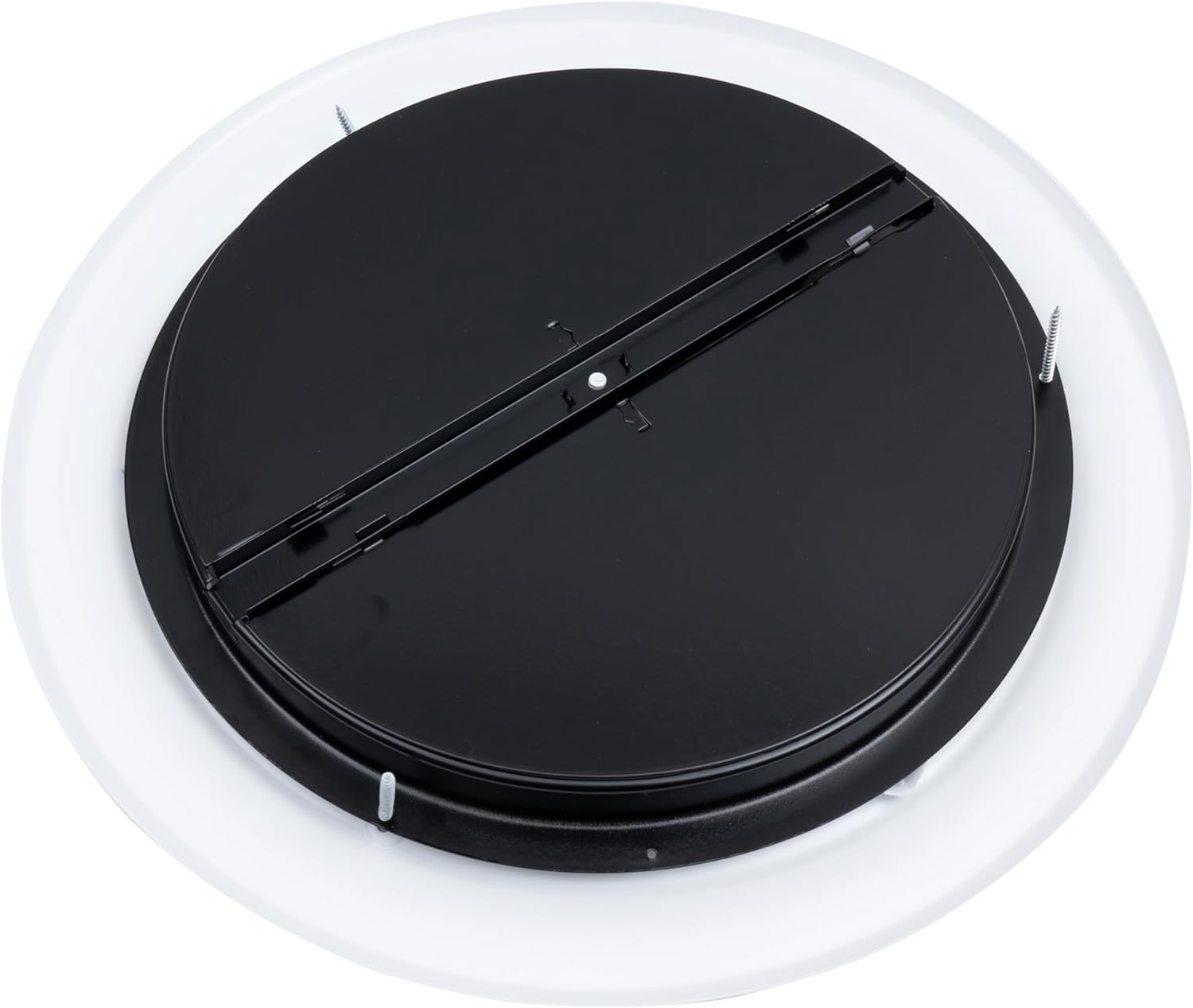 fits 12 inch neck air duct | steel round air supply diffuser for ceiling by handua | 12" neck steel butterfly damper&handle included | round diffuser vent cover | white | outer dimension: 15-15/16" 1 12" neck