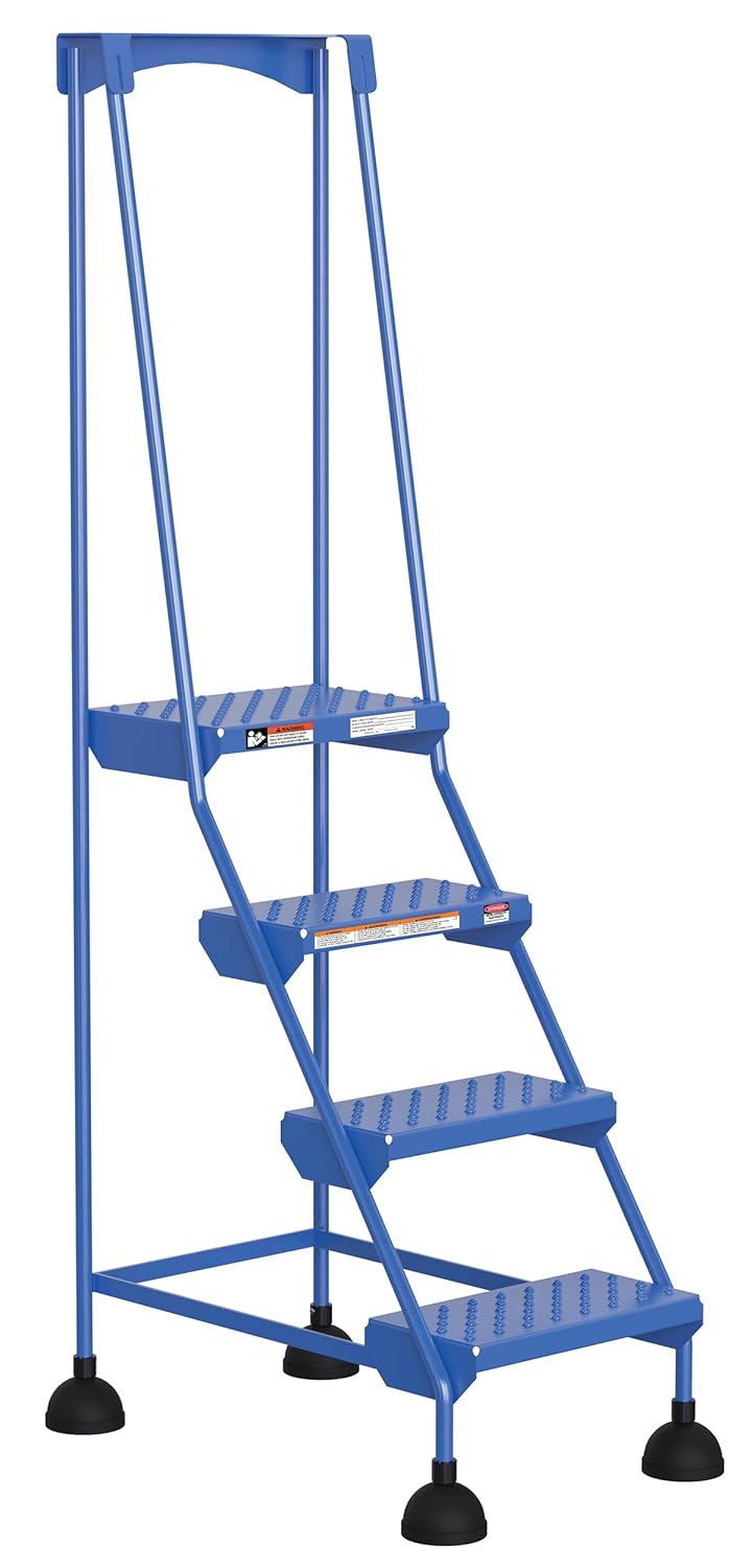 Vestil LAD-4-B-P Steel Commercial Spring Loaded Ladders 58 Degree 4 Perforated 16 in. Step Width 400 Lb. Capacity Blue