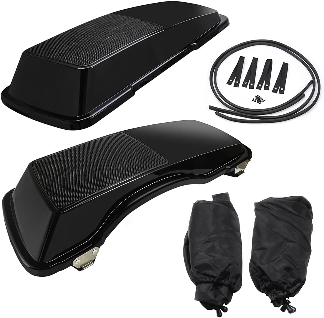 PBYMT Saddlebag Speaker Lids 6x9 Inches Vivid Black Compatible for Harley Davidson Touring Road King Street Electra Glide 1994-2013.