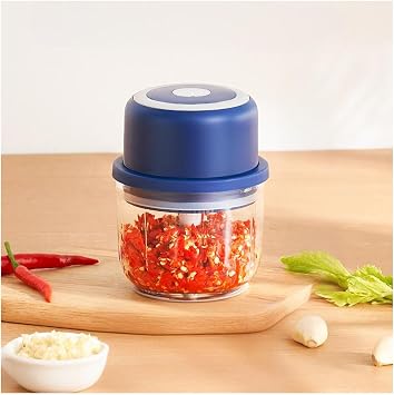 Food Chopper, Cordless Electric Food Processor, Mini Meat Grinder with 2 Blades and Dual Glass Bowls, for Meat, Vegetables, Fruits, Salad, Onion, Baby Food Blue
