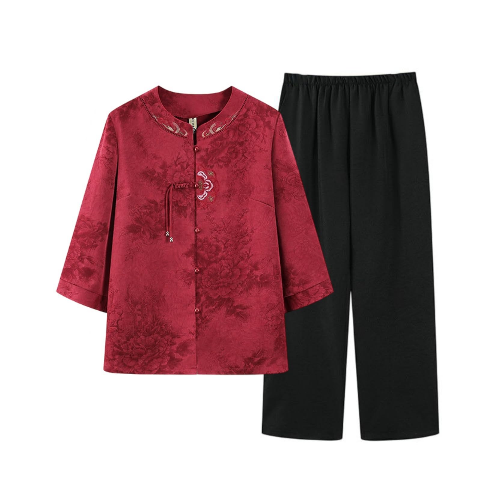 JYHBHMZG Blusa de dos piezas para mujer con mangas 3/4, resistente a las arrugas, para el trabajo