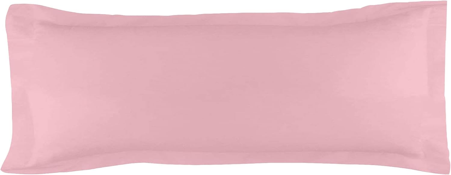 Bed Body Pillow Sham for use in Pregnancy Sized 20 x 54 inch 1 Piece, 800 Thread Count 100% Organic Cotton Baby Pink Solid