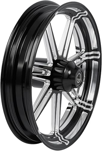 Miniatura 9 de Llanta de rueda delantera de aluminio de 18 pulgadas, disco dual con cubo para Harley Touring Road Glide Street Glide Bicicletas personalizadas