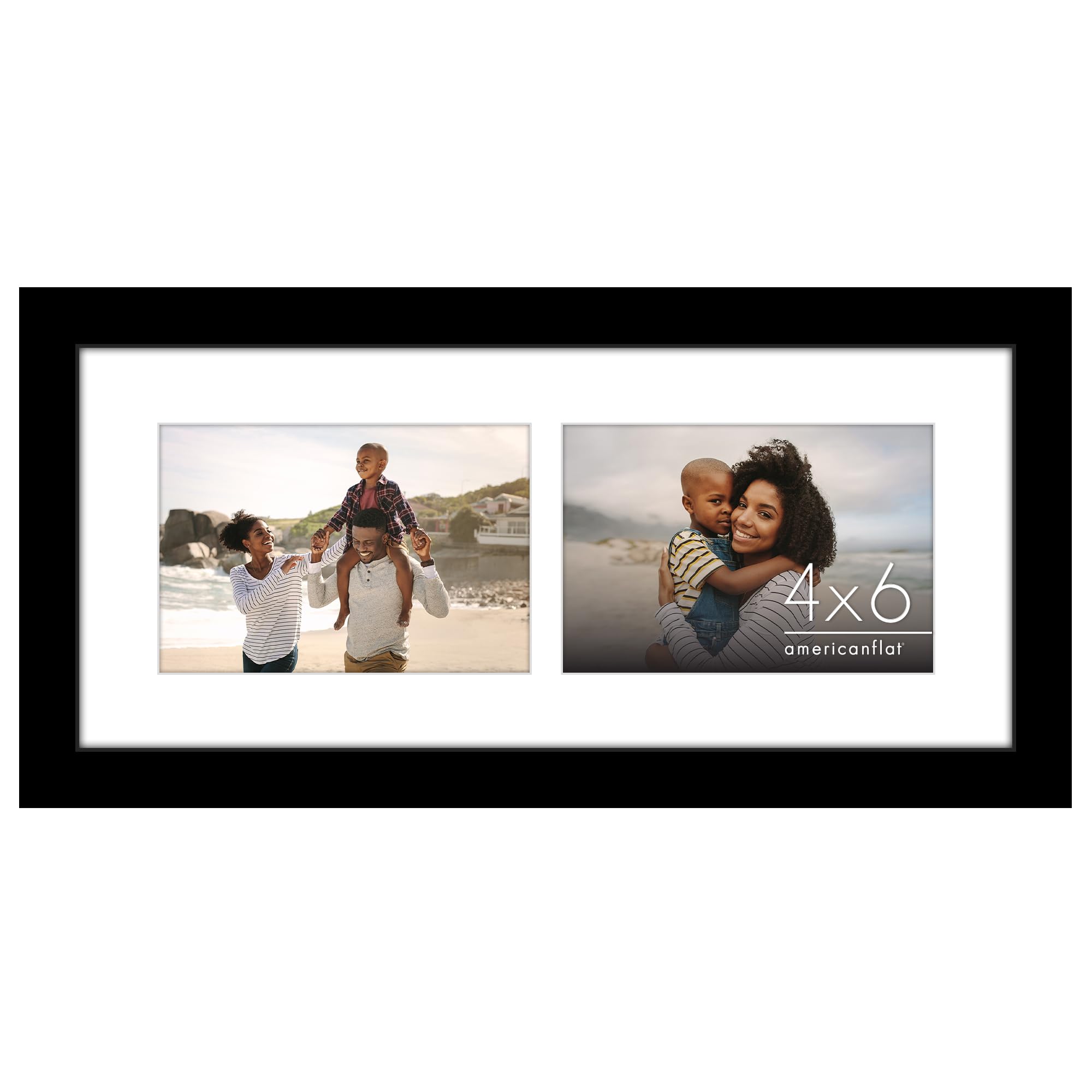 Americanflat Black 6X14 Collage Picture Frame With Shatter-Resistant Glass - Fits Two 4X6 Photos Or One 6X14 Photo - Gallery Wall Frame Set - Signature Collection - Photo Frame For Wall Or Tabletop –