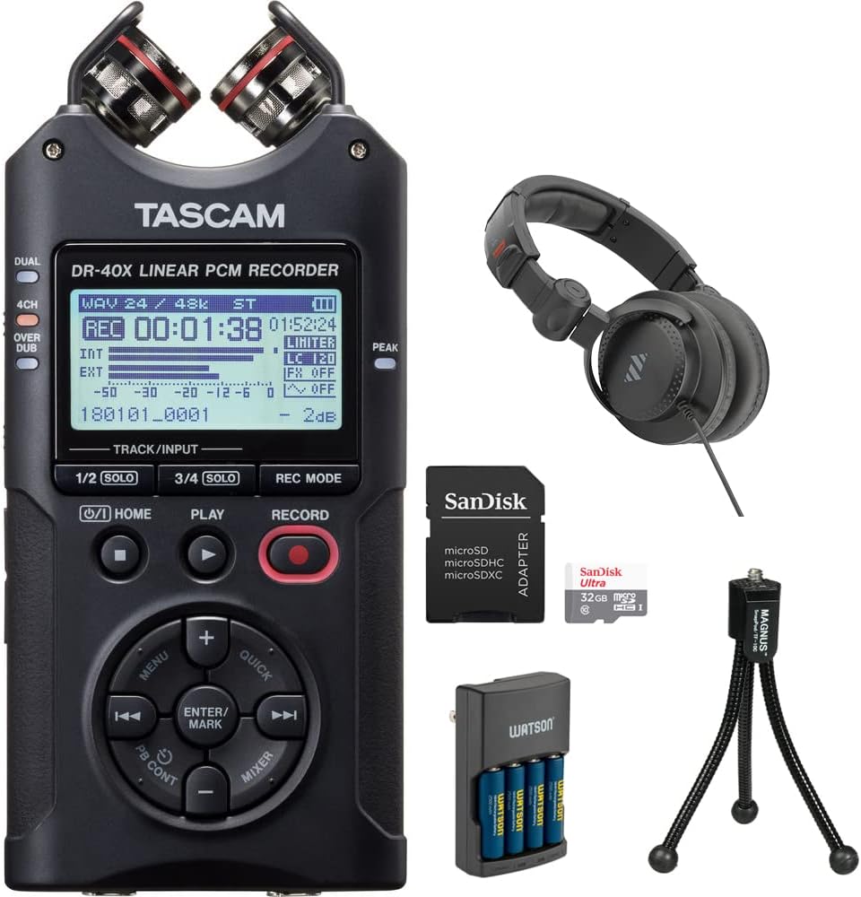Amazon.com: Tascam DR-40X Four Track Portable Recorder and USB Interfac ...